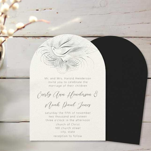 Invitación a bodas de aves de amor de época florec (Subido por el creador)