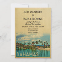 Invitación a bodas de Bahamas vintage a mediados d