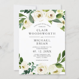 Invitación a bodas de bodas con flores de rosas bl