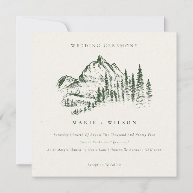 Invitación a bodas de bodas de bodas de la montaña (Anverso)
