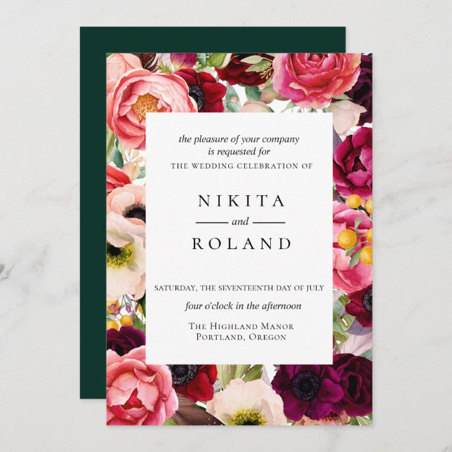 Invitación a bodas de bodas de booms bohemias (Anverso / Reverso)