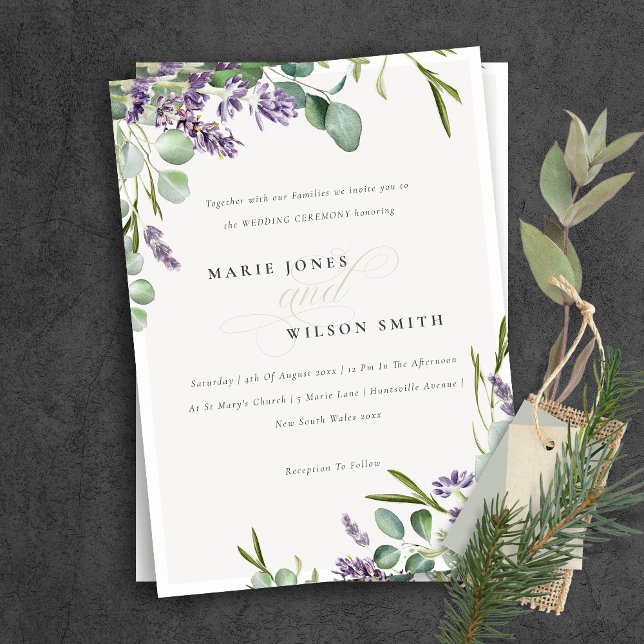 Invitación a bodas de bodas de lavanda Eucalyptus  (Subido por el creador)