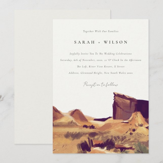 Invitación a bodas de bodas en el desierto de Boho (Anverso / Reverso)