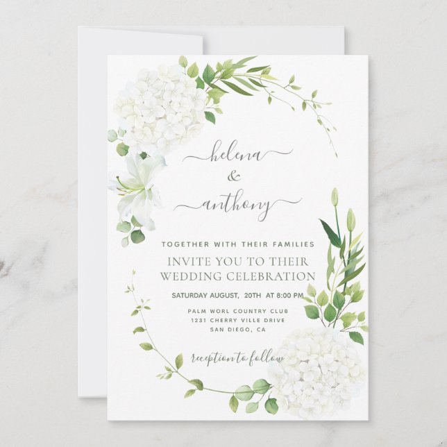 Invitación a bodas de bodas rusticas blancas (Anverso)