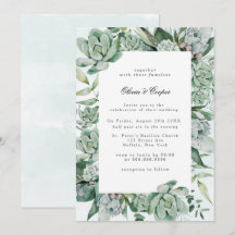 Invitación a bodas de Boho Succulent Greenery Wedd