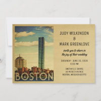Invitación a bodas de Boston vintage a mediados de