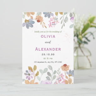 Invitación a bodas de Brunch floral rústico pastel