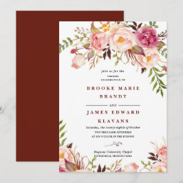 invitación a bodas de burgundy Marsala Rubor Boho