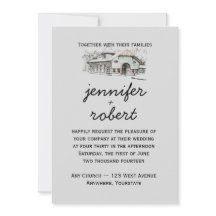 Invitación a bodas de campo de bosquejo de viñetas