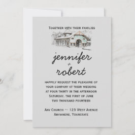 Invitación a bodas de campo de bosquejo de viñetas