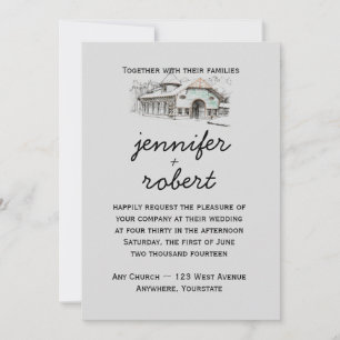 Invitación a bodas de campo de bosquejo de viñetas