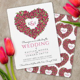 Invitación a bodas de corazón de tulipanes de prim