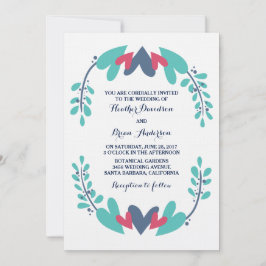 Invitación a bodas de corazones y vides