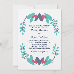 Invitación a bodas de corazones y vides