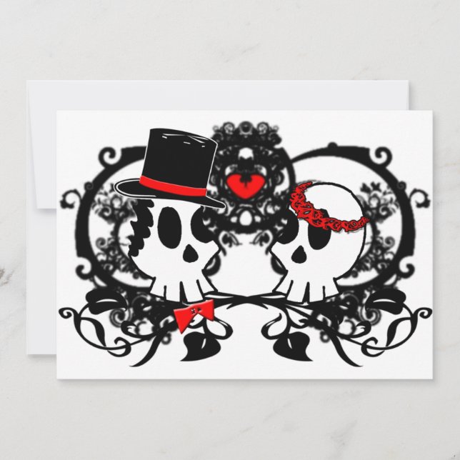 Invitación a bodas de cráneos góticos (Anverso)