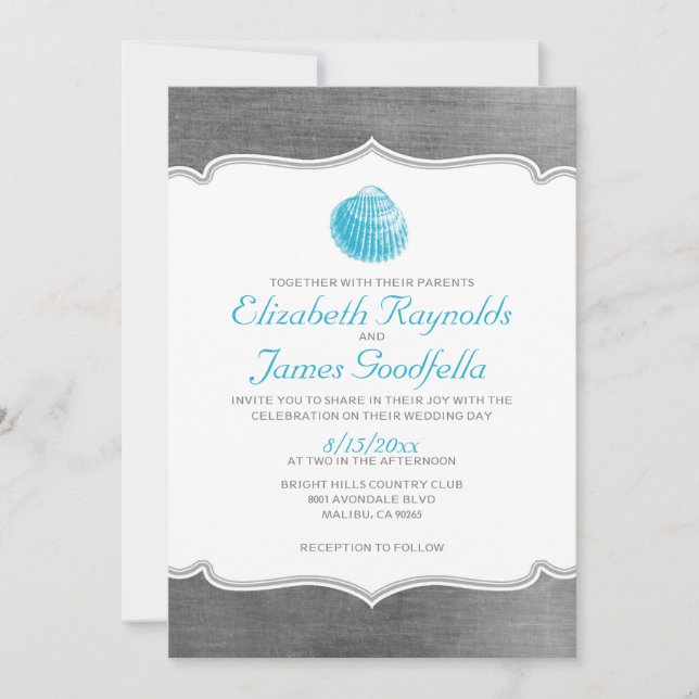 Invitación a bodas de destino de casamiento de pla (Anverso)