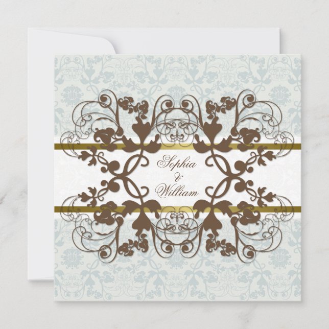 Invitación a bodas de encaje floral de nasas de da (Anverso)