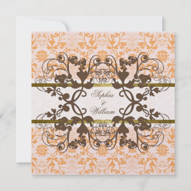 Invitación a bodas de encaje floral de nasas de da (Anverso)