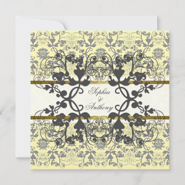 Invitación a bodas de encaje floral de nasas de da (Anverso)