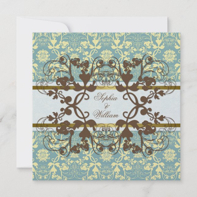 Invitación a bodas de encaje floral de nasas de da (Anverso)