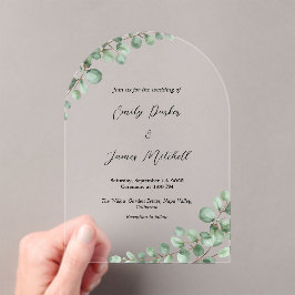 Invitación a bodas de eucalipto acrílico