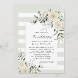 Invitación a bodas de eucalipto floral blanco