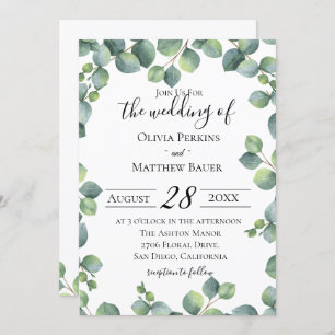 Invitación a bodas de eucalipto verde