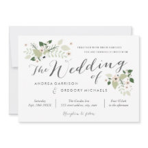 Invitación a bodas de flores de pradera - blanco