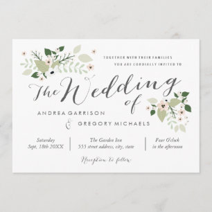 Invitación a bodas de flores de pradera - blanco