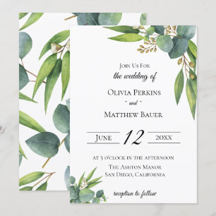Invitación a bodas de follaje Eucalyptus
