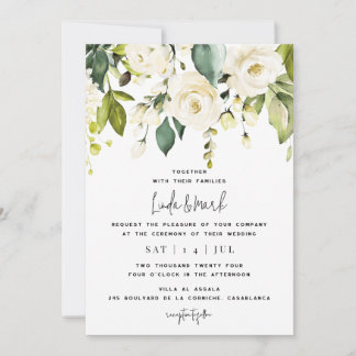 Invitación a bodas de hidrangea blanca