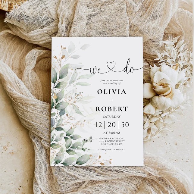 Invitación a bodas de hojas de eucalipto (Subido por el creador)