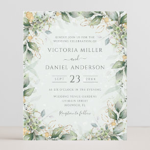 Invitación a bodas de hojas de verde de eucalipto 