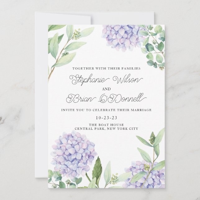 Invitación a bodas de Hydrangea Floral (Anverso)