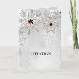 invitación a bodas de invierno con copos de nieve 