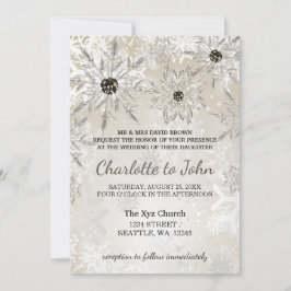 invitación a bodas de invierno con copos de nieve