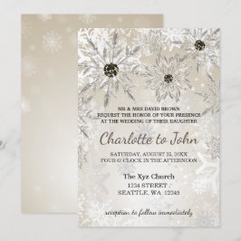 invitación a bodas de invierno con copos de nieve 