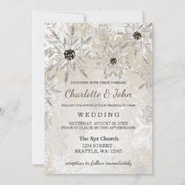 invitación a bodas de invierno con copos de nieve