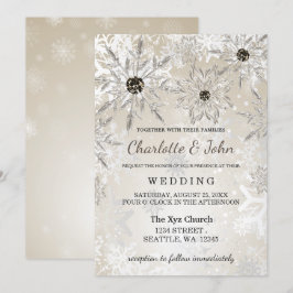 invitación a bodas de invierno con copos de nieve 
