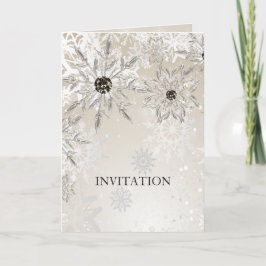 invitación a bodas de invierno con copos de nieve 