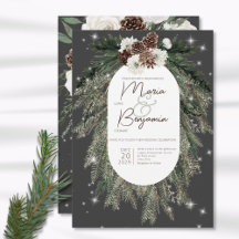 Invitación a bodas de invierno de Boho Charcoal Pi