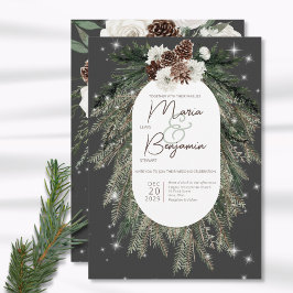 Invitación a bodas de invierno de Boho Charcoal Pi