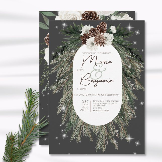 Invitación a bodas de invierno de Boho Charcoal Pi (Subido por el creador)