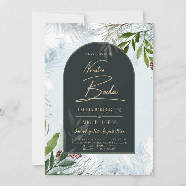 Invitación a bodas de invierno NUESTRA BODA (Anverso)