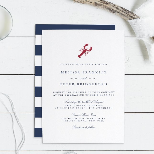 Invitación a bodas de langosta náutica (Subido por el creador)