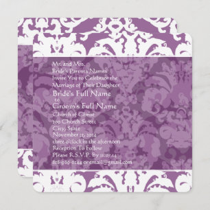 Invitación a bodas de lavanda Lilac Damask
