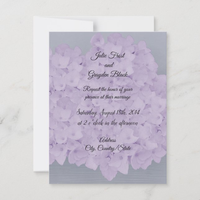 Invitación a bodas de Lavender Hydrangea (Anverso)
