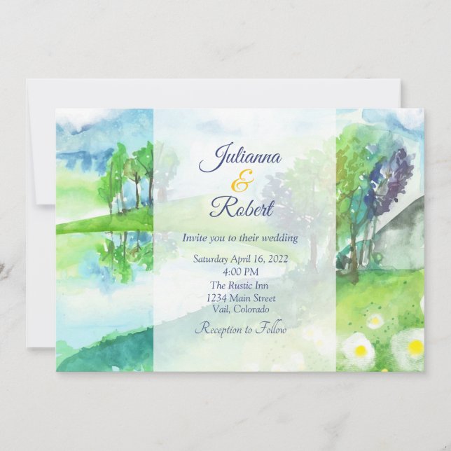 Invitación a bodas de paisajes naturales (Anverso)