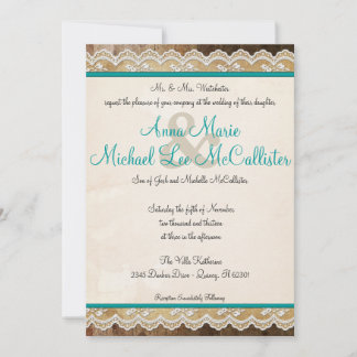 Invitación a bodas de Personalizable de encaje rús