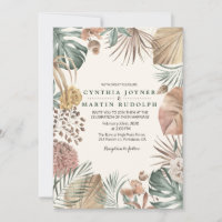 Invitación a bodas de plantas florales de Boho